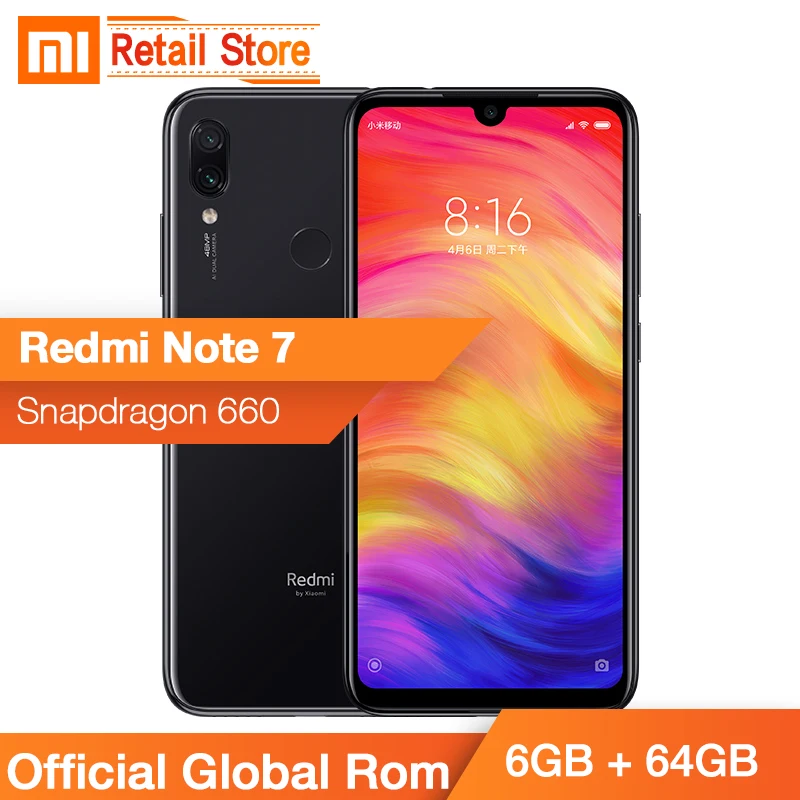 В наличии Смартфон Xiaomi Redmi Note 7 с глобальной прошивкой 6 ГБ 64 Восьмиядерный