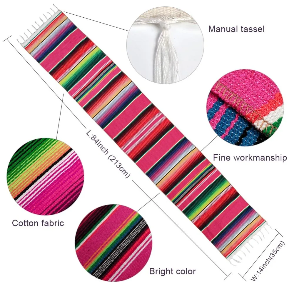  OurWarm Fiesta Themed Party Table Runner Cinco De Mayo Celebration Party DIY Decorations Mexican Se