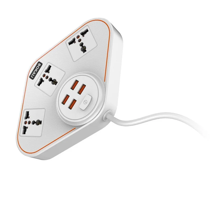 

Power Strip 3AC Socket EU US AU UK Universal Outlet Convenience Receptacle 2M Extension Cord with 4 USB 5V3.4A Fart Charger