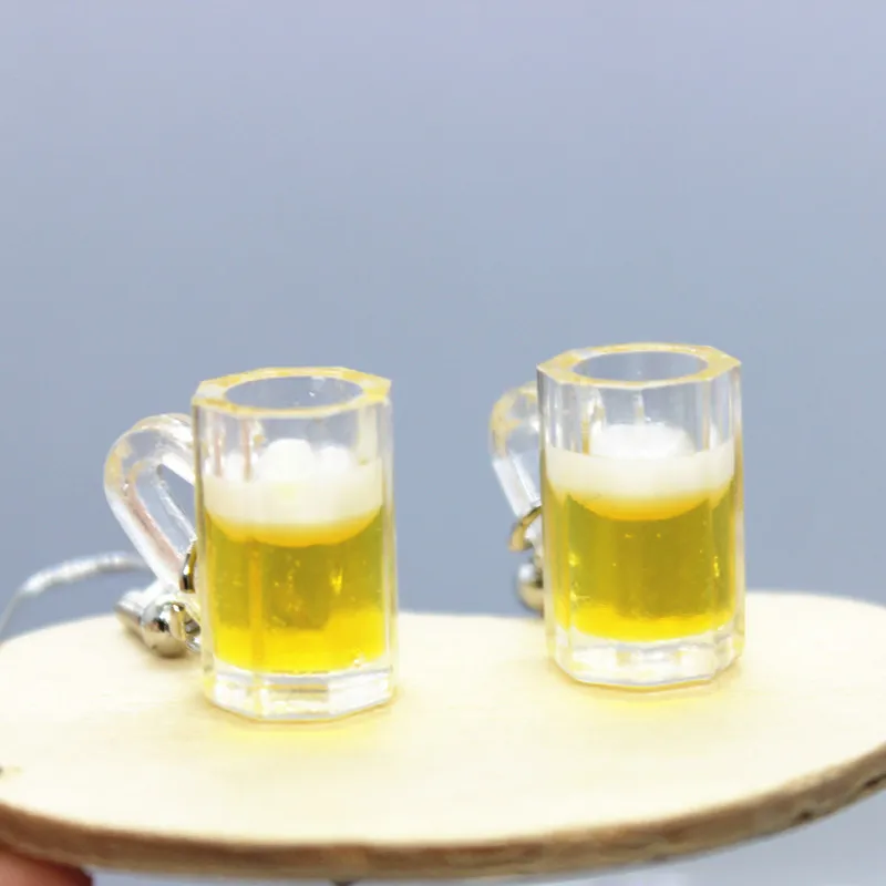 

Funny Cute Simulation Beer Cola Mug Earrings Women's Creative Hand-made Earless Ear Clip Jewelry Gifts Personality Accessories