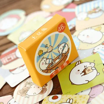S18 46pcs/ pack Molang Rabbit Card Adhesive Stickers DIY Scrapbooking Sticker Label Cake Home Decor Stationery Kids Gift
