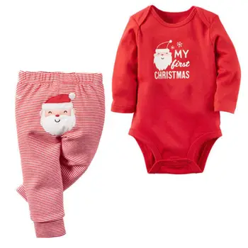 

Christmas Clothes Newborn Baby Boys Girls Tops Romper Pants 2PCS Outfits Set