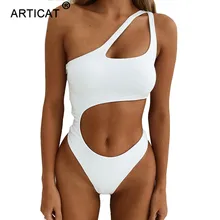 Articat Белый боди на одно плечо женский летний топ без рукавов с вырезом Облегающий комбинезон сексуальный комбинезон женские пляжные комбинезоны
