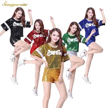 

SONGYUEXIA New Pattern woman man stage dancewear Adult Cheerleading Dance Costumes Do Clothing Modern Hip-hop Paillette Dance