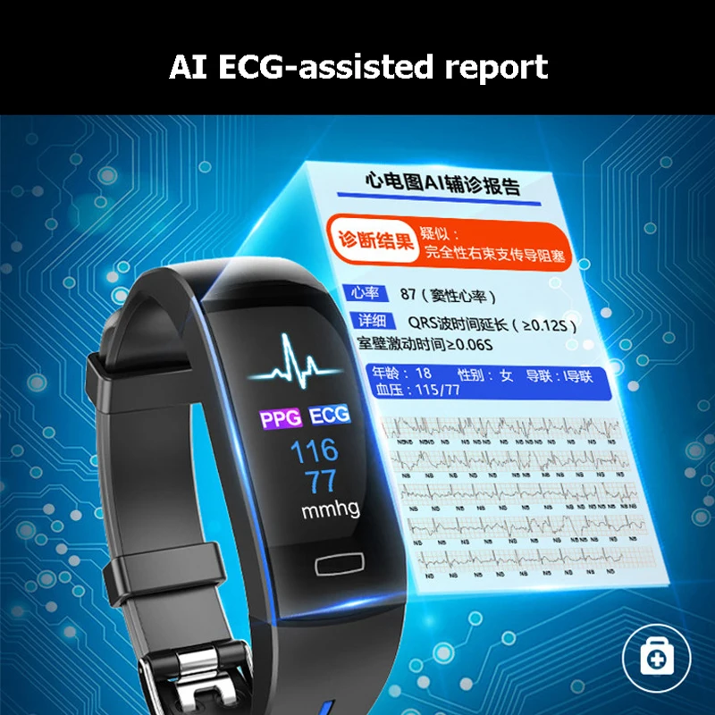 Online LYKRY reloj inteligente ECG PPG ritmo cardíaco presión arterial reloj pulsera inteligente deporte Bluetooth reloj para iphone xiaomi reloj Fitness
