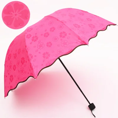 

Free shipping or rain and umbrella is prevented bask in men's and women's uv 3 folding umbrella six color falbala will blossom