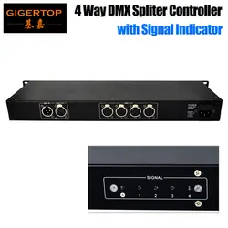 Бесплатная доставка 4 способ DMX 512 сигнала Splitter 1/2 DMX изолированных 4 DMX Splitter Выход AU/EU/US Мощность plug свет периферийного оборудования