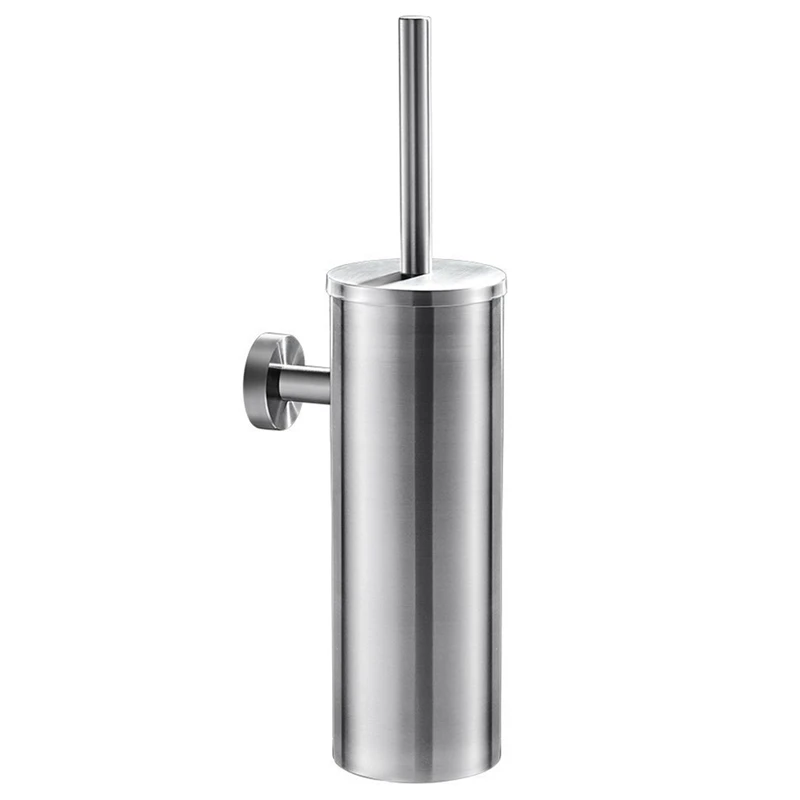 Brand-New-Toilet-Brush-for-Cleaning-Black-Color-with-Stainless-Steel-Wall-Mounted-Brush-Holder-Chromed
