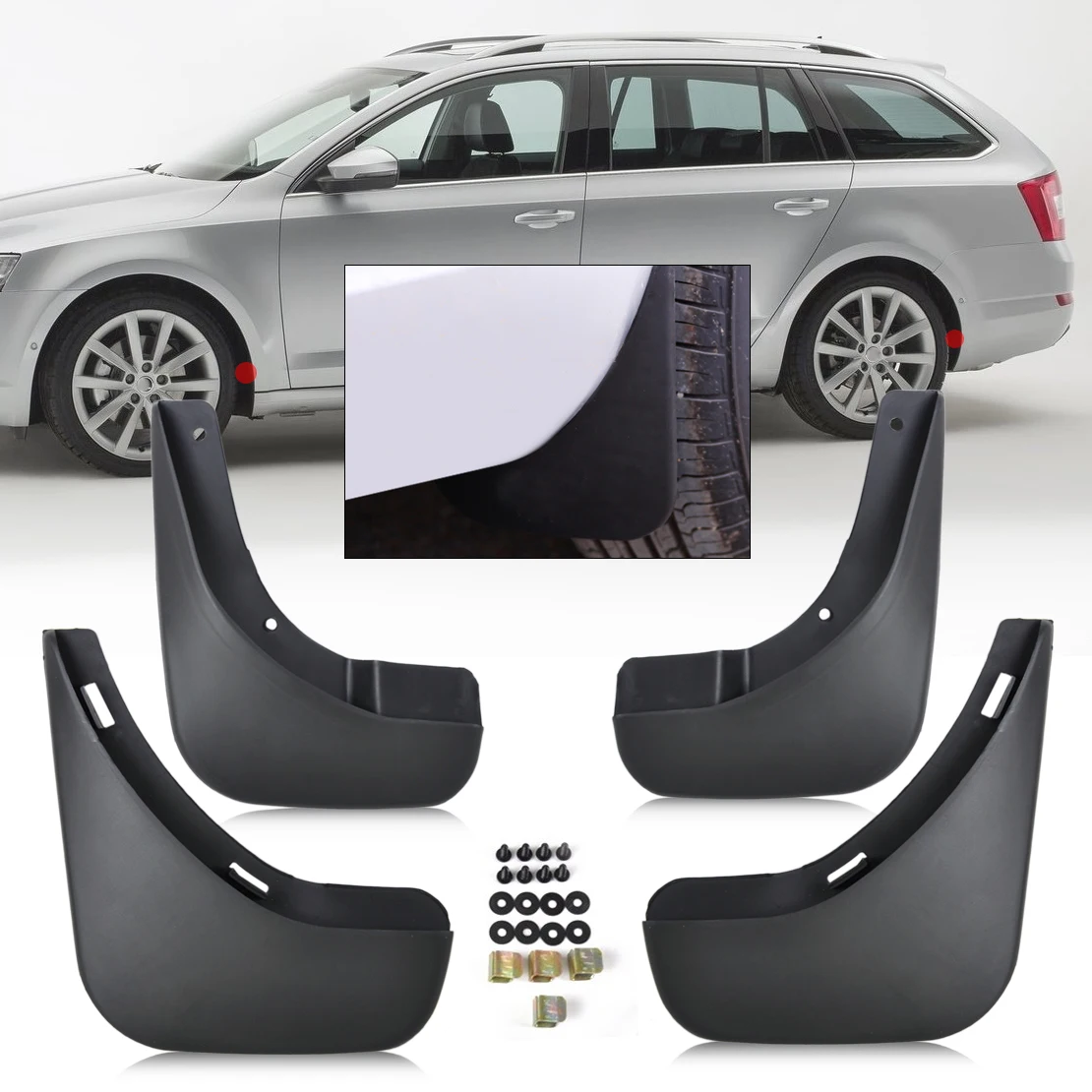 

beler 4pcs Semi-Rigid ABS plastic Mud Flaps Flap Splash Guards Mudguard For Skoda Octavia 2004-2007 2008 2009 2010 2011 2012