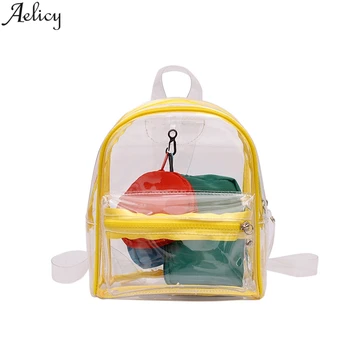 

Aelicy Girls 4 Pcs/set Transparent Pvc School Backpack High Quality Unique Designed Bag Built-in Small Backpack Mochila