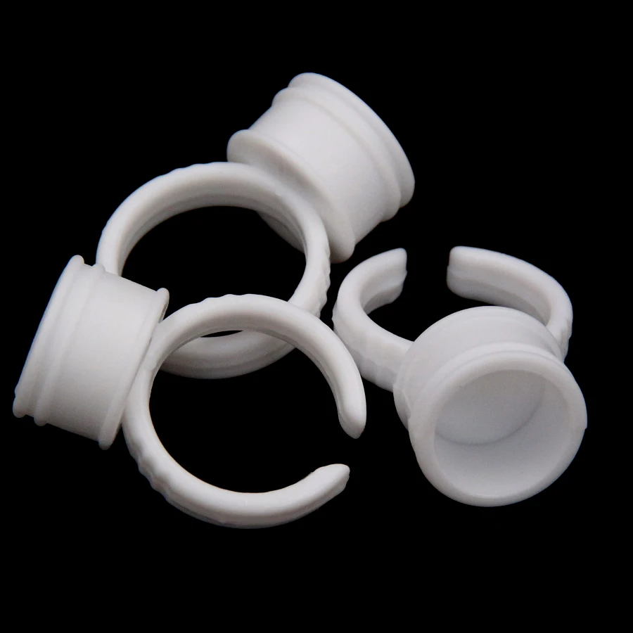 

100pcs Disposable Plastic Nail Art Tattoo Ring Ink Caps Glue Holder Eyelash Extension Rings Adhesive Pigment Holders for Tattoo