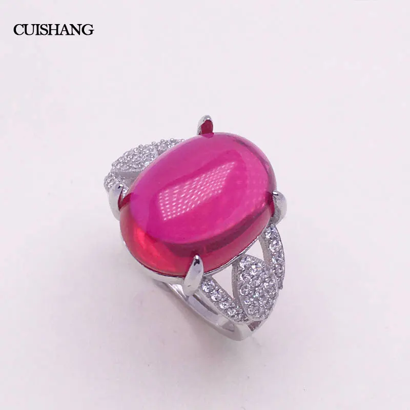 

CSJ Real 925 Sterling Silver Red Ruby Rings Fine Jewelry Created Gemstone Wedding Engagement Party For Women Femme Gift