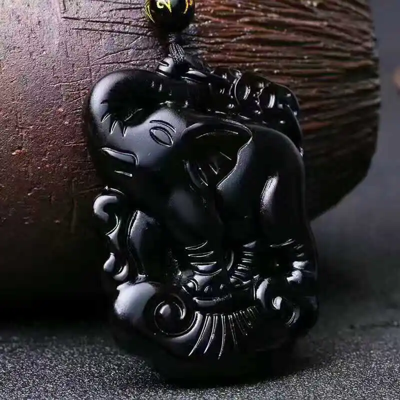 

Black Yao Shikaiguang As One Elephant Safety Transport Pearl Pendant Necklace Leopard Qiu Pendant Recruit Wealth Men And Women