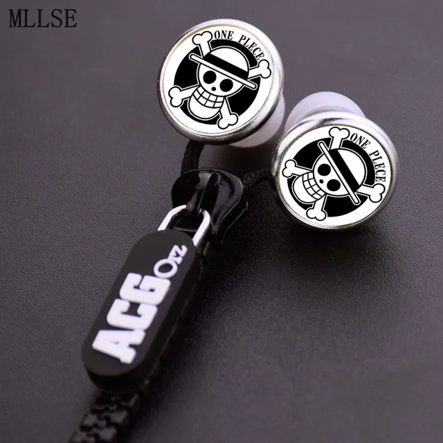 One Piece Luffy Pirates Skull Zipper Cable Earphone