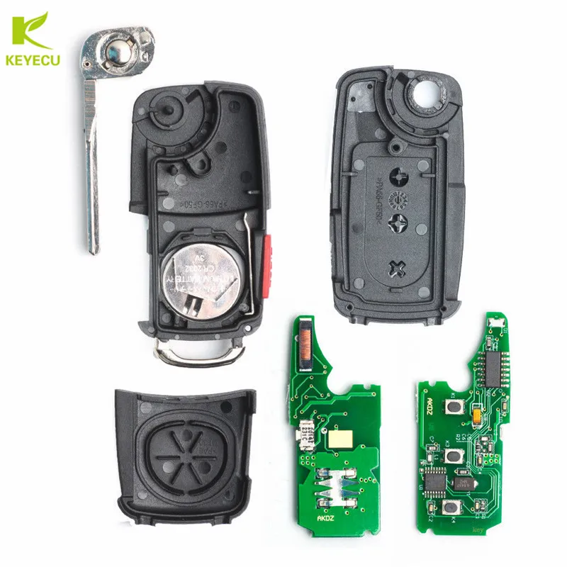 KEYECU замена флип дистанционный ключ 433 МГц ID46 чип KR55WK45022 для Audi A8 2003-2007, для Volkswagen Touareg Phaeton 2003-2010