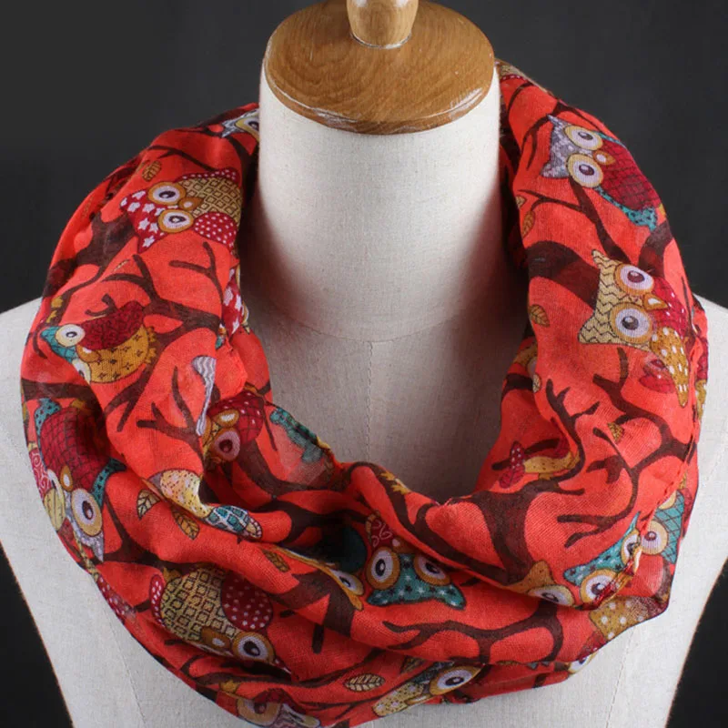 Fashion Ladies Soft Long Owl Pendant Neck Warm Scarf Scarves Wrap Stole