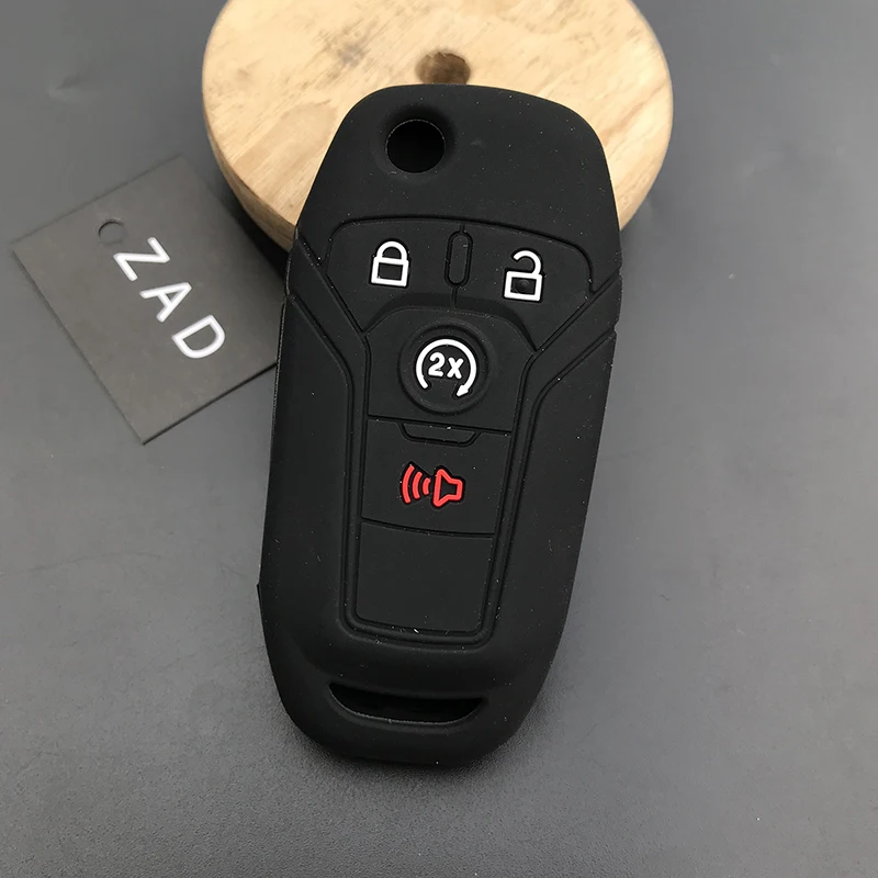 Чехол для автомобильного ключа ZAD силиконовый ford Fusion 2013 2014 2015 Fiesta Mustang F150 4 кнопки