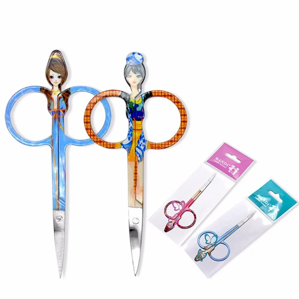 

Cute Cosmetics Eyebrow scissors Russian doll makeup scissors Beauty Make up Tool Cut Manicure Nose With Sharp Head