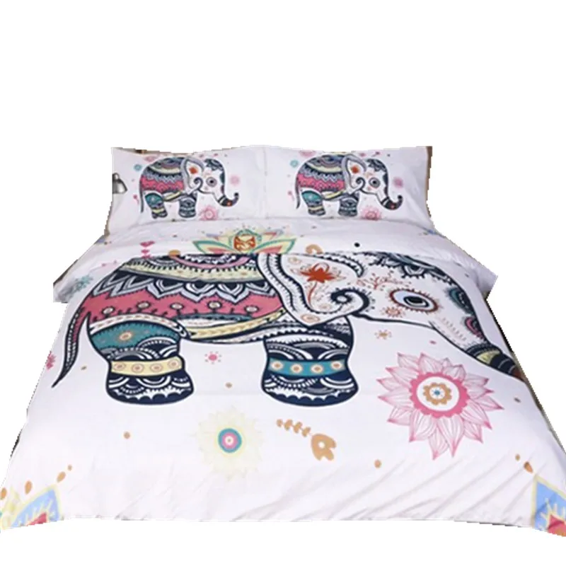 Fanaijia Elephant Bedding Set Bohemian Print Duvet Cover Set With