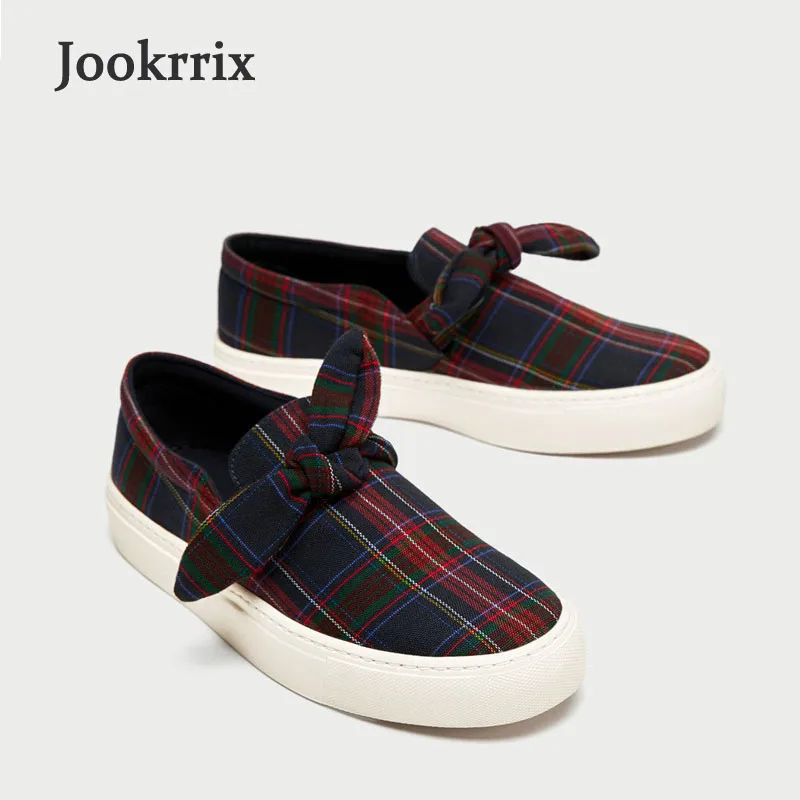 

Jookrrix 2018 Fashion Brand British Style Spring Loafer Shoes Woman with Bow Girl Leisure Vulcanized Shoes Silp On Sweet Riban