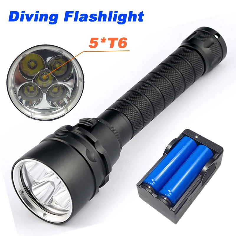 

12000lums led flashlight scube 5* -T6 diving for Flashlight Waterproof dive Flashlights Torch Lantern by 2*18650 battery