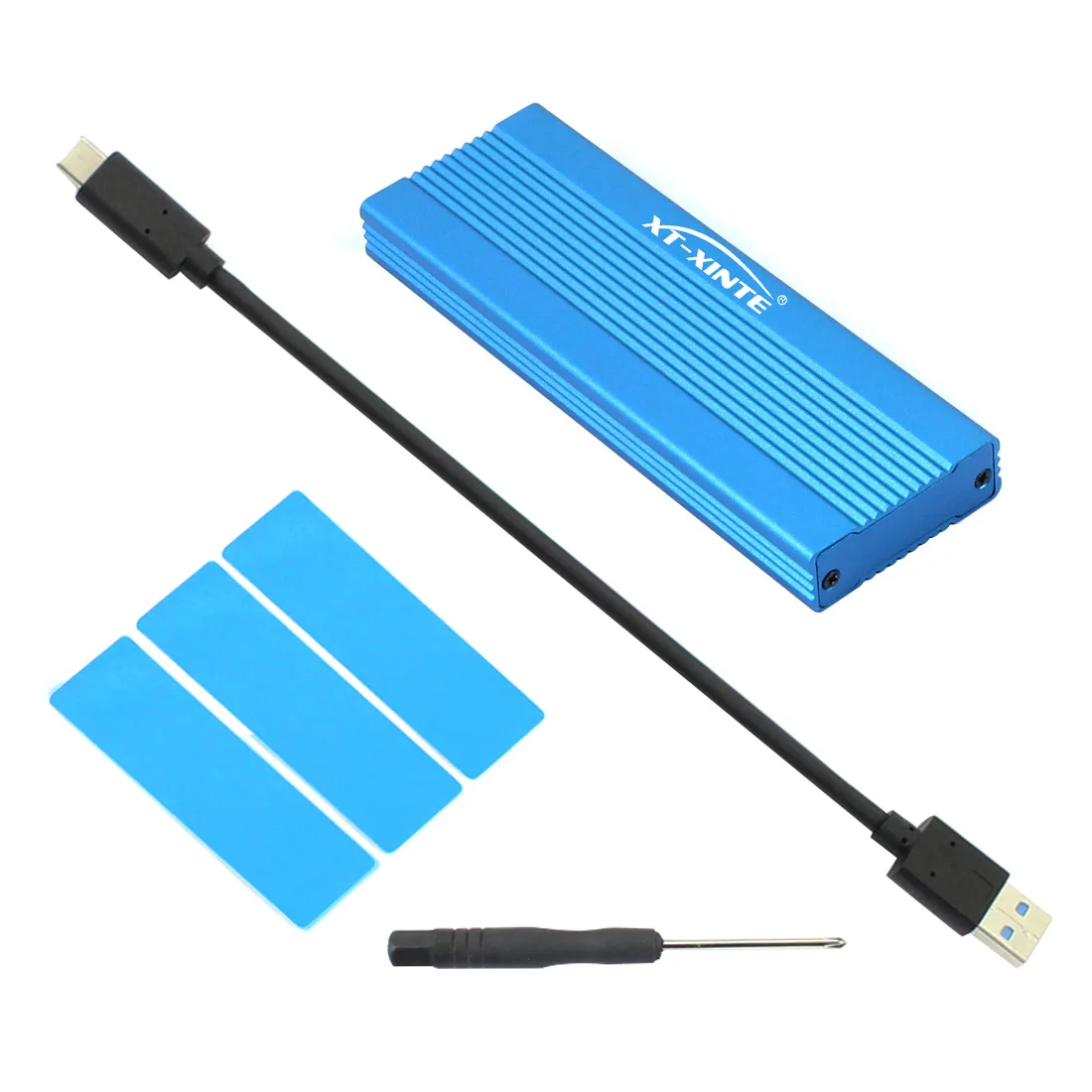 Алюминиевый сплав NVME M.2 HDD корпус TYPEC3.1 мобильный жесткий диск чехол коробка M ключ USB3.1 PCIE PCI-E Тип C SSD чехол адаптер 10 Гбит/с - Цвет: Синий