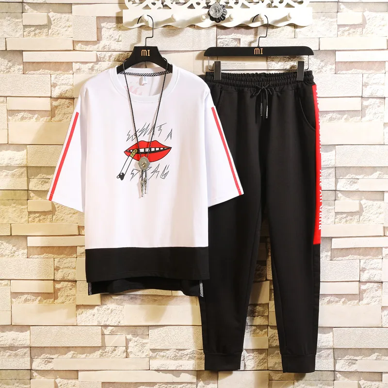 

2019 Spring Summer Men's Fashion Sportswear Shirt Sets Clothes Track Tracksuits Male Plus Size Men Set