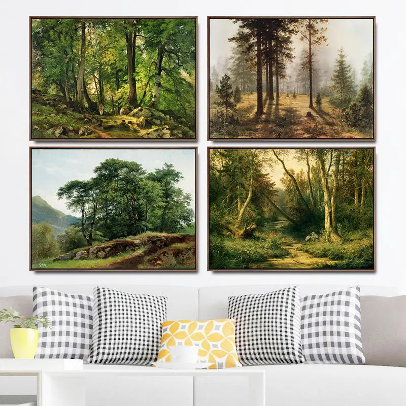 

Home Decoration Art Wall Pictures for Living Room Poster Print Canvas Printings Paintingsn Russian Ivan I. Shishkin Forest