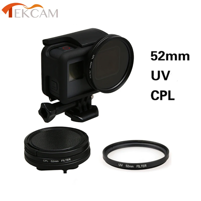 

Tekcam 52mm UV/CPL Circular Polarizing Filters with lens cap protector for Gopro hero 5/6/7 Gopro hero5 hero6 Black Accessories