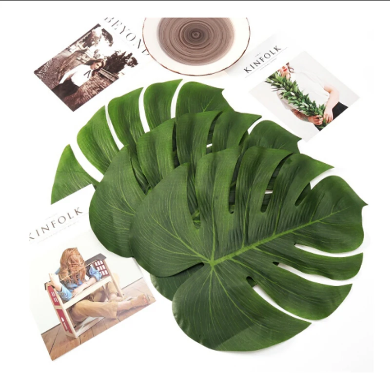 

12pcs/pack Artificial Tropical Palm Leaves Jungle Beach Theme Party Decorations Wedding Table Decoration Accessories