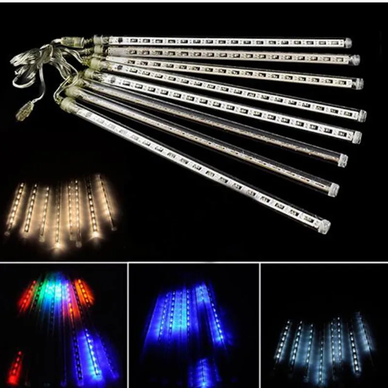 High Quality 50cm LED Christmas Lights Outdoor LED Meteor Rain Light For Wedding Decoration  8 Tubes 85-220V EU&US Plug raincoat women rain poncho light polyester mackintosh for ladys outdoors thick rain poncho hooded impermeable rainwear