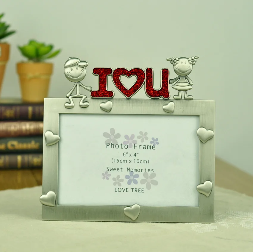 4X6" Zinc Alloy Photo Frame Love Rectangle I Love You Metal Picture