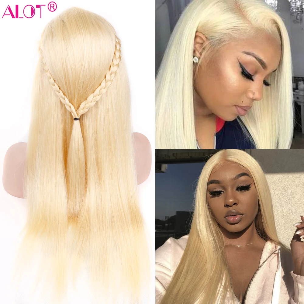 613 Blonde Lace Front Wig Brazilian Straight 13x4 Lace Front Human Hair Wigs Pre Plucked Baby Hair