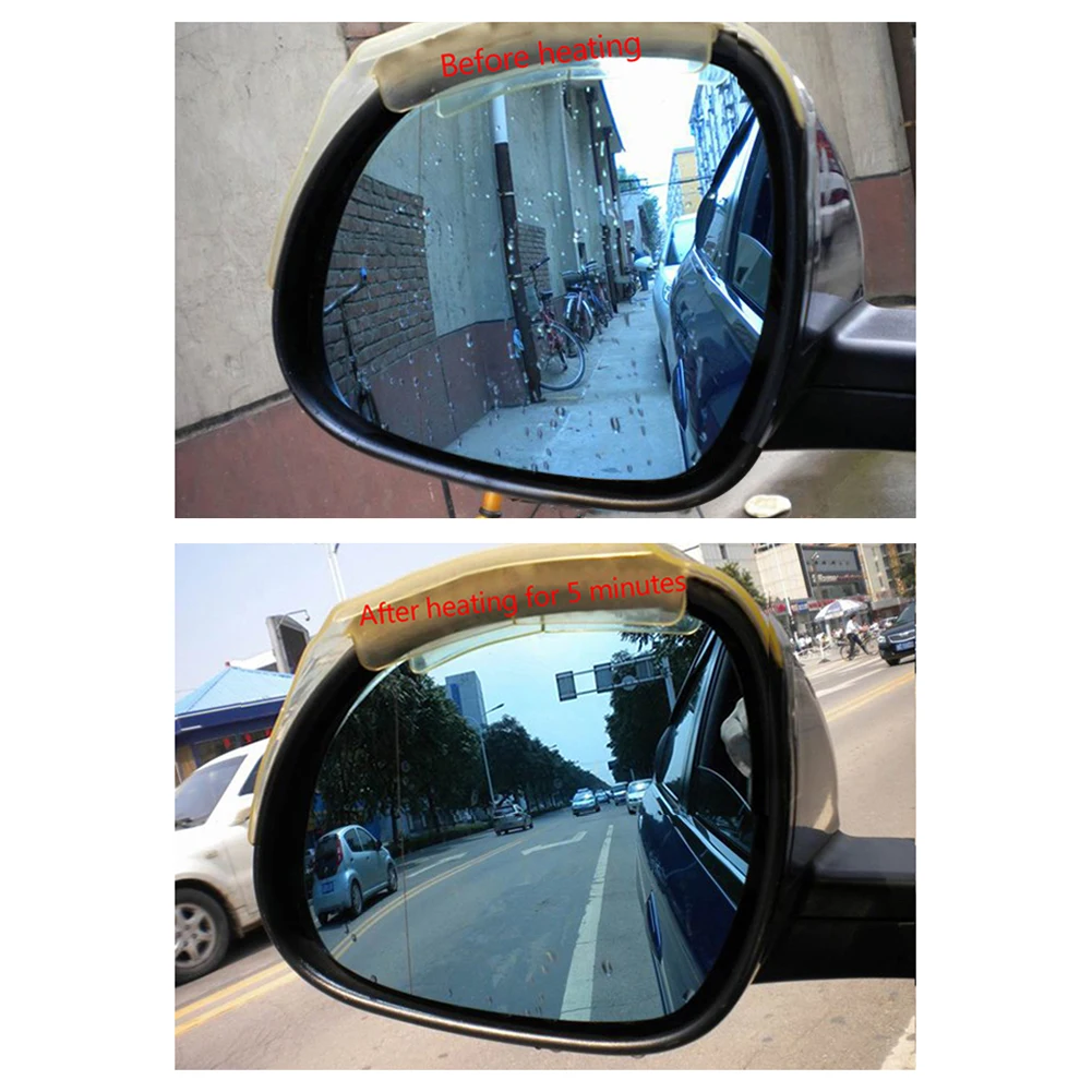 2pcs Car Mirror Glass Heated Pad Mat Defoggers Remove Frost Fit Most DC 12V Vehicle Side Mirror Glass Heat Heated Pad