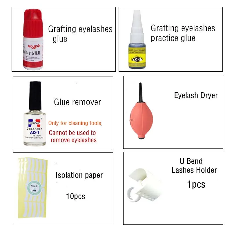 Профессиональный тренировочный Комплект ресниц, накладные ресницы для наращивания, для прививки, для практики прививки, клеевой пинцет, набор инструментов, сумка для прививки ресниц D30