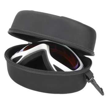 

Portable EVA Ski Goggle Glasses Protector Case(Without Goggles) Glasses Box Sunglasses Zipper Storage Bag with Buckle Hook Black