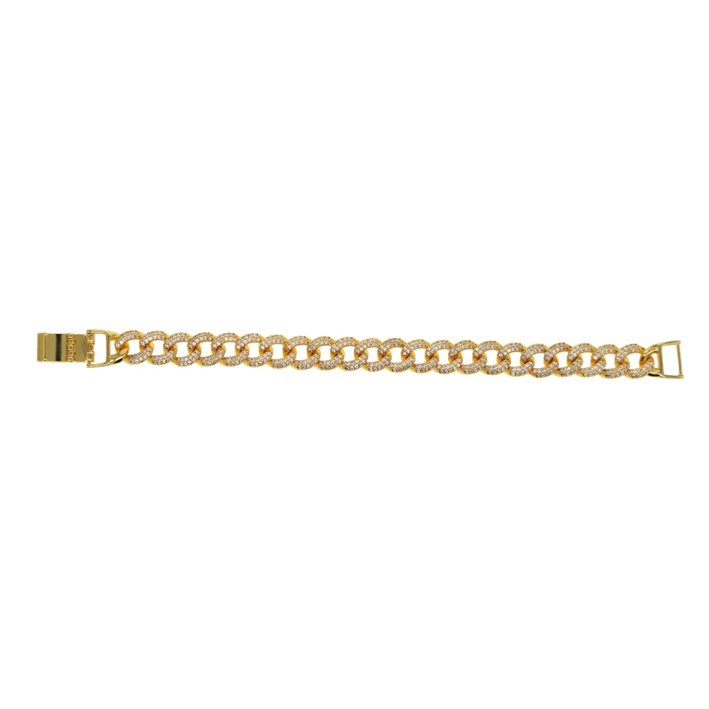 Хип-хоп шикарные Позолоченные циркониевые фианитовые брендовые браслеты мужские роскошные серебряные и золотые цвета с цепочкой в стиле Майями кубинские модные ювелирные изделия - Окраска металла: Золотой цвет