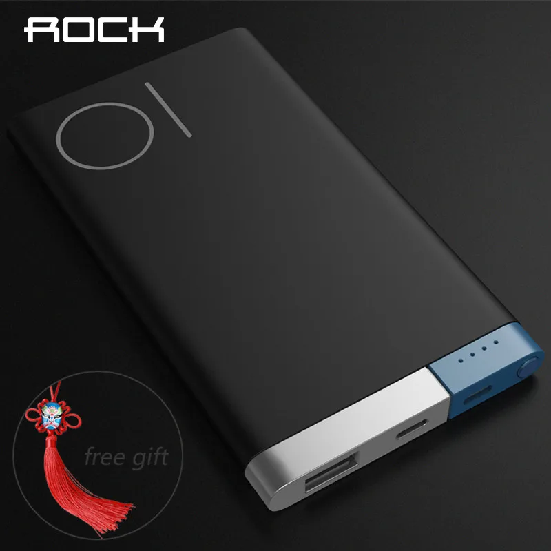 Rock Power Bank 10000mah 5000Mah Fast Charger With Dual Input Ports Powerbank For Iphone Xiaomi Huawei