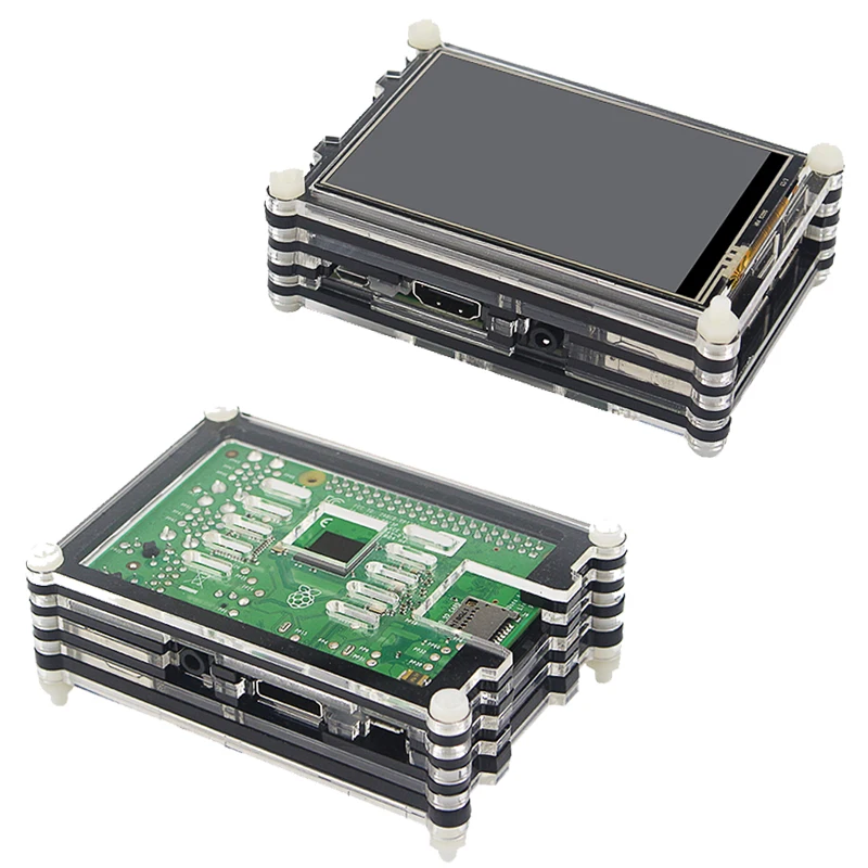 Original Raspberry Pi 3 Modelo B + Plus UK hecho Kit pulgadas pantalla táctil de 3,5 + carcasa + potencia + 32 GB SD + HDMI + disipador térmico + Cable USB - 5