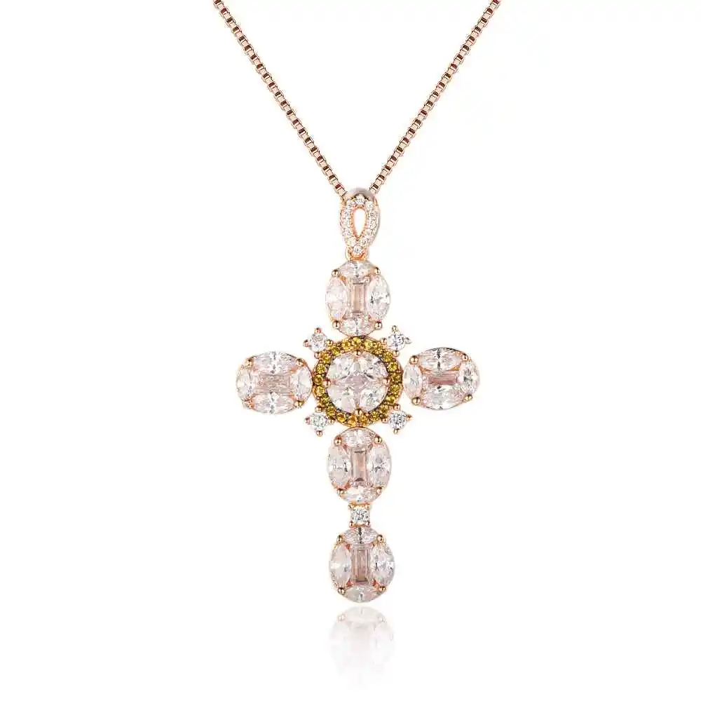 

Trendy Faith of Cross Shape Cubic Zirconia Necklaces & Pendants for Women Fashion Jewelry Accessories Gift (NE102906)
