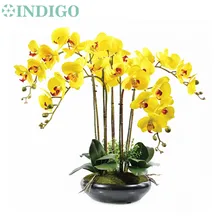 Индиго-настоящий Желтый букет цветов, орхидеи с листьями для свадебной вечеринки
