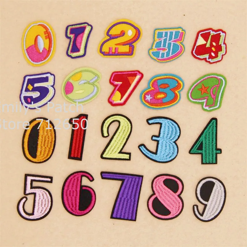 Службой CPAM Ярких цветов арабские цифры 0-9 вышитые железа на мотив аппликация