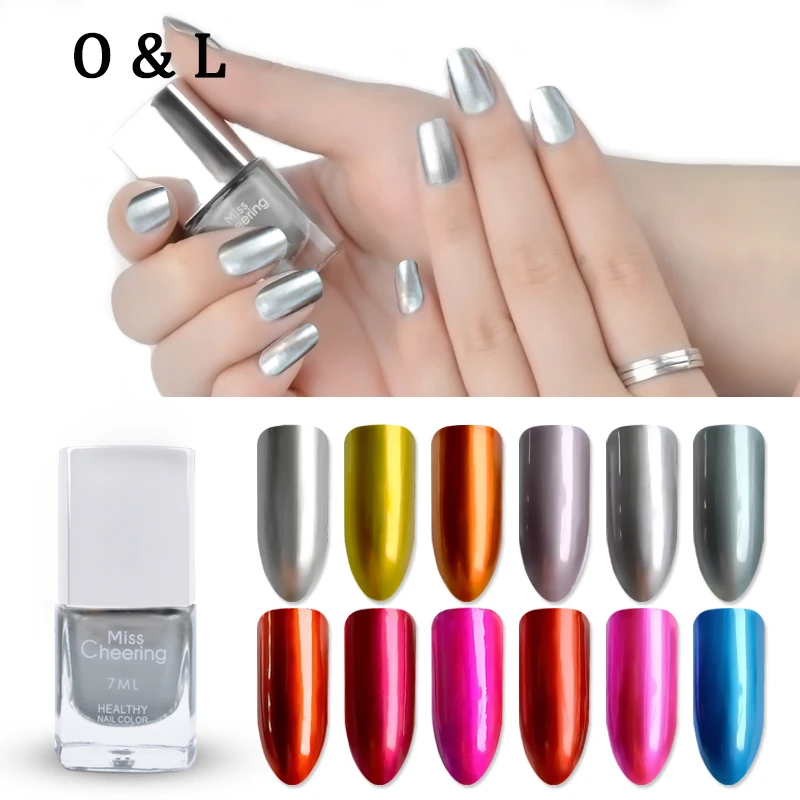 Misscheering 7ml Metallic Nail Polish Mirror Effect Shiny Metal Varnish