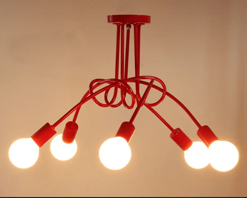 Современные потолочные светильники для гостиной, спальни, столовой, лампа в скандинавском простом стиле с металлическим распылителем, процесс покраски, черный, белый, красный