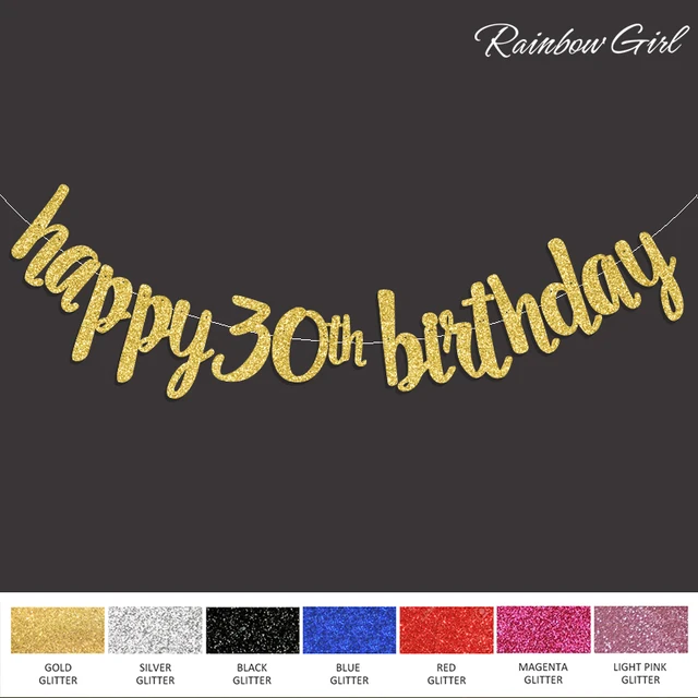 2017 popular happy 30th birthday banner gold black silver glitter