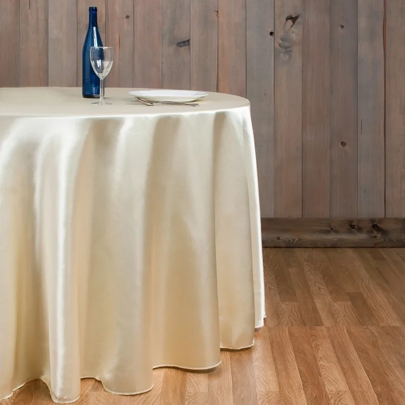 10 шт. дешеввых серебряных круглых атласные скатерти на банкетный стол свадебные скатерти для дома вечерние мероприятие отель украшения - Цвет: Champagne