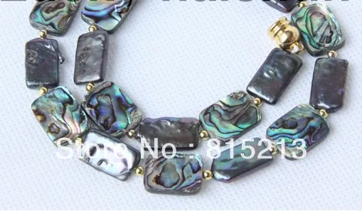 

ddh00501 luster 17" 18mm oblong black pearls abalone shell necklace