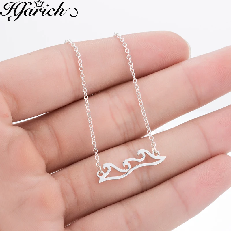 Hfarich Catch Ocean Waves Necklace Pendant with Chain Beach Nautical