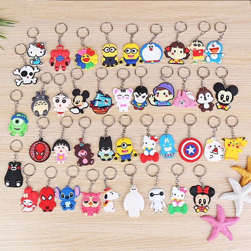 

Avengers Keychain Pikachu Spider Man Batman Key Ring Japanese anime Holder Chaveiro Key Chains Bag Jewelry charms