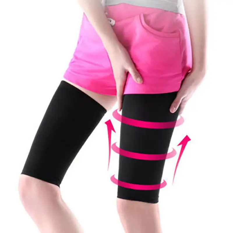 

2 x Compression Slimming Thigh Leg Shaper Sleeve Varicose Veins Support Socks Tennis Fitness Elbow Elastic Black